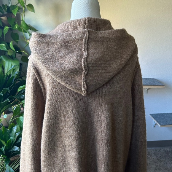 Tahari Tan Cream Wool Acrylic Nylon Knit Hooded Cardigan size 2X - Picture 10 of 13